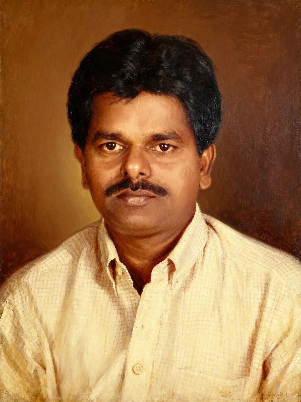 Digitally hand-painted portrait of a man in a classical painted style