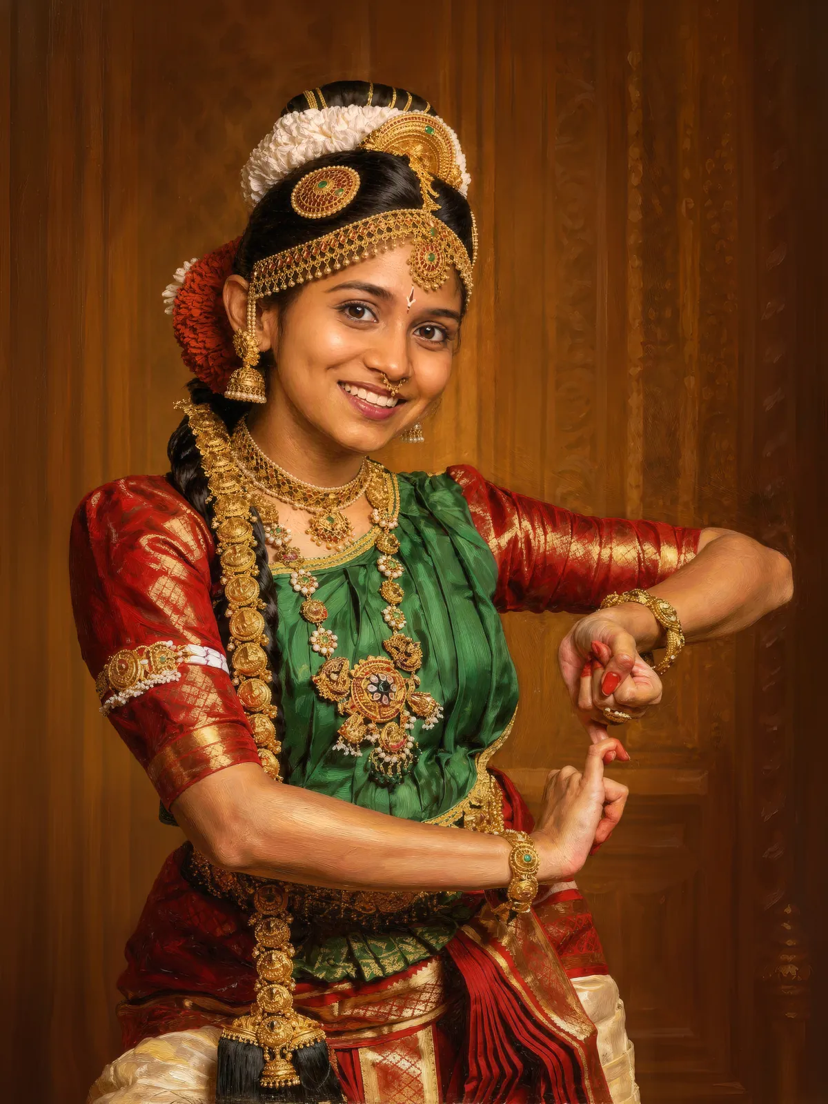 Digitally hand-painted portrait of a classical dancer in traditional costume