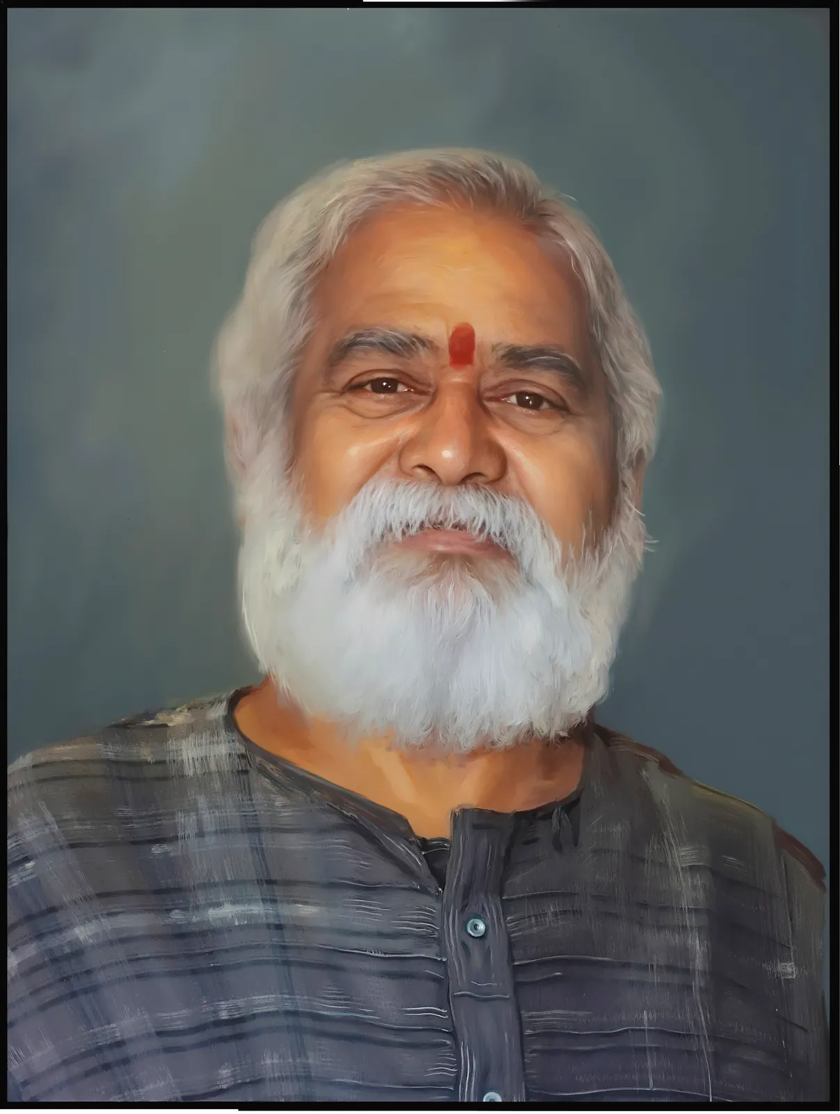 Digitally hand-painted portrait of an elderly man with a white beard, Glow Arts Hyderabad